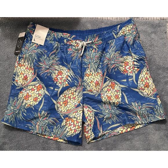 Original Use 5.5" Inseam Pineapple Print Swim Trunks Large New Cruise, Pool, M1 - Picture 1 of 6